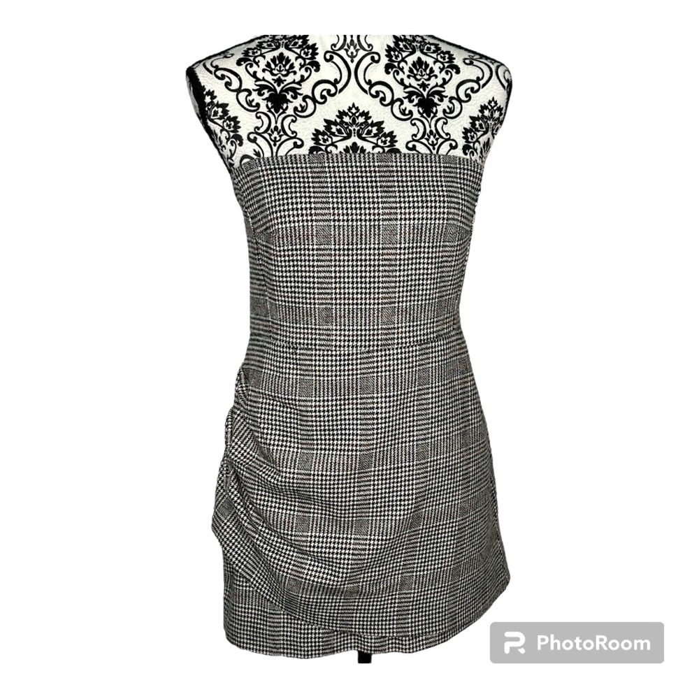 NW/OT House of Harlow 1960 Check Pleated Mini Strapless Dress Size Medium